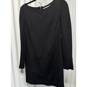 Trina Turk Dress Womens Small Bodycon Black Round Neck Midi